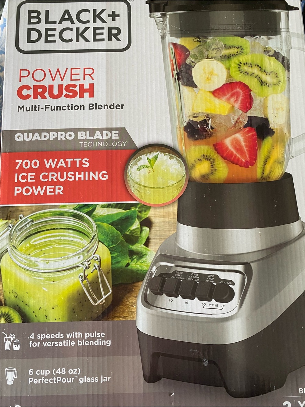 Black & Decker Silver and Black Power Crush Multi-Function Blender